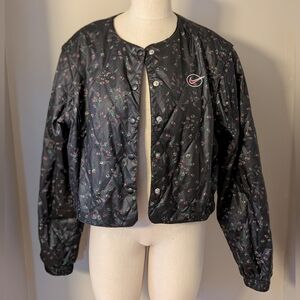 Nike Women's Black Floral Cropped Windbreaker Jacket